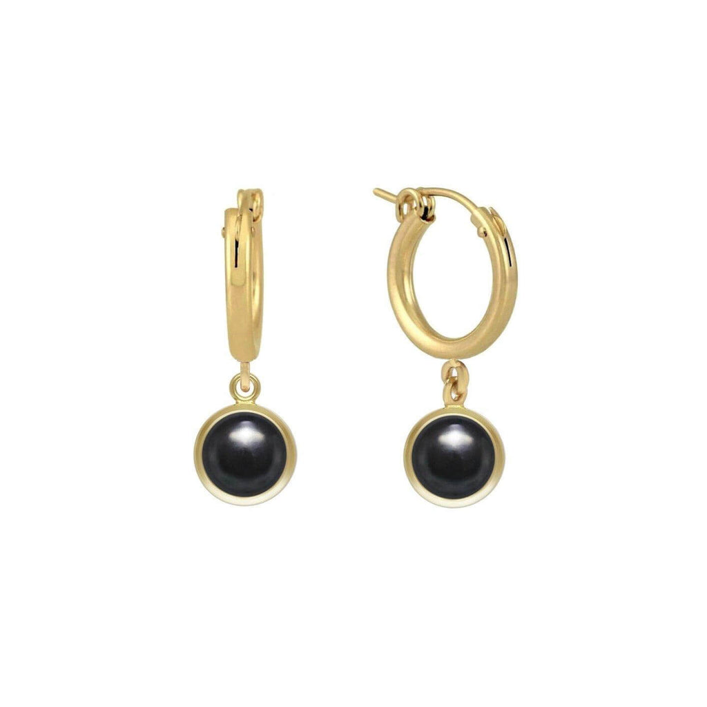 Black Onyx Bezel Hoop Earrings - Trendolla Jewelry