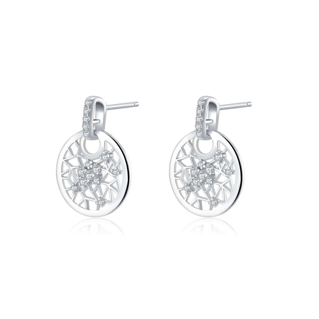 Dreamcatcher Earrings Cubic Zirconia Diamond 18ct White Gold Plated Vermeil on Sterling Silver of Trendolla - Trendolla Jewelry