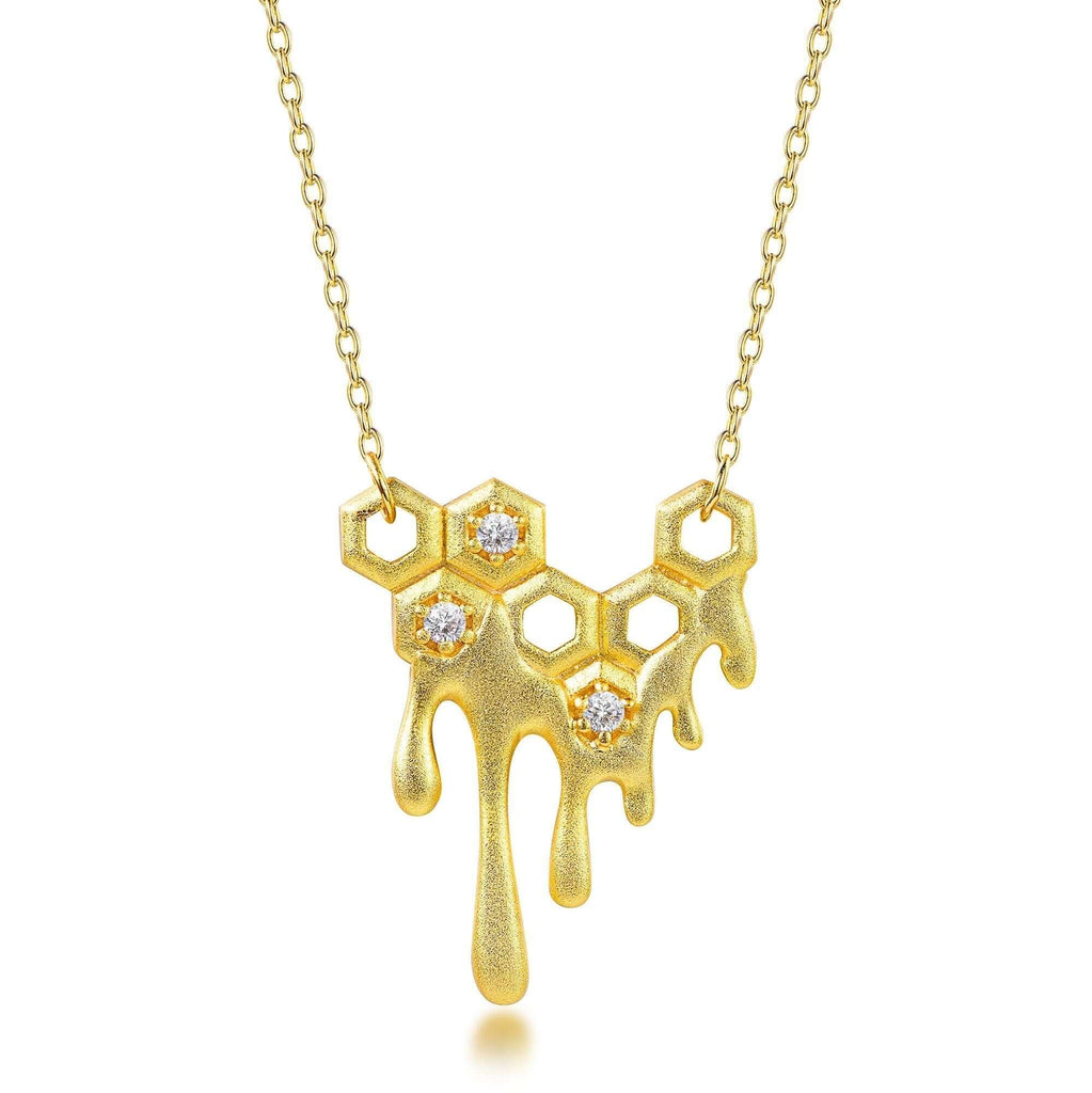 Honeycomb Dangle Necklace Mak Collection - Trendolla Jewelry