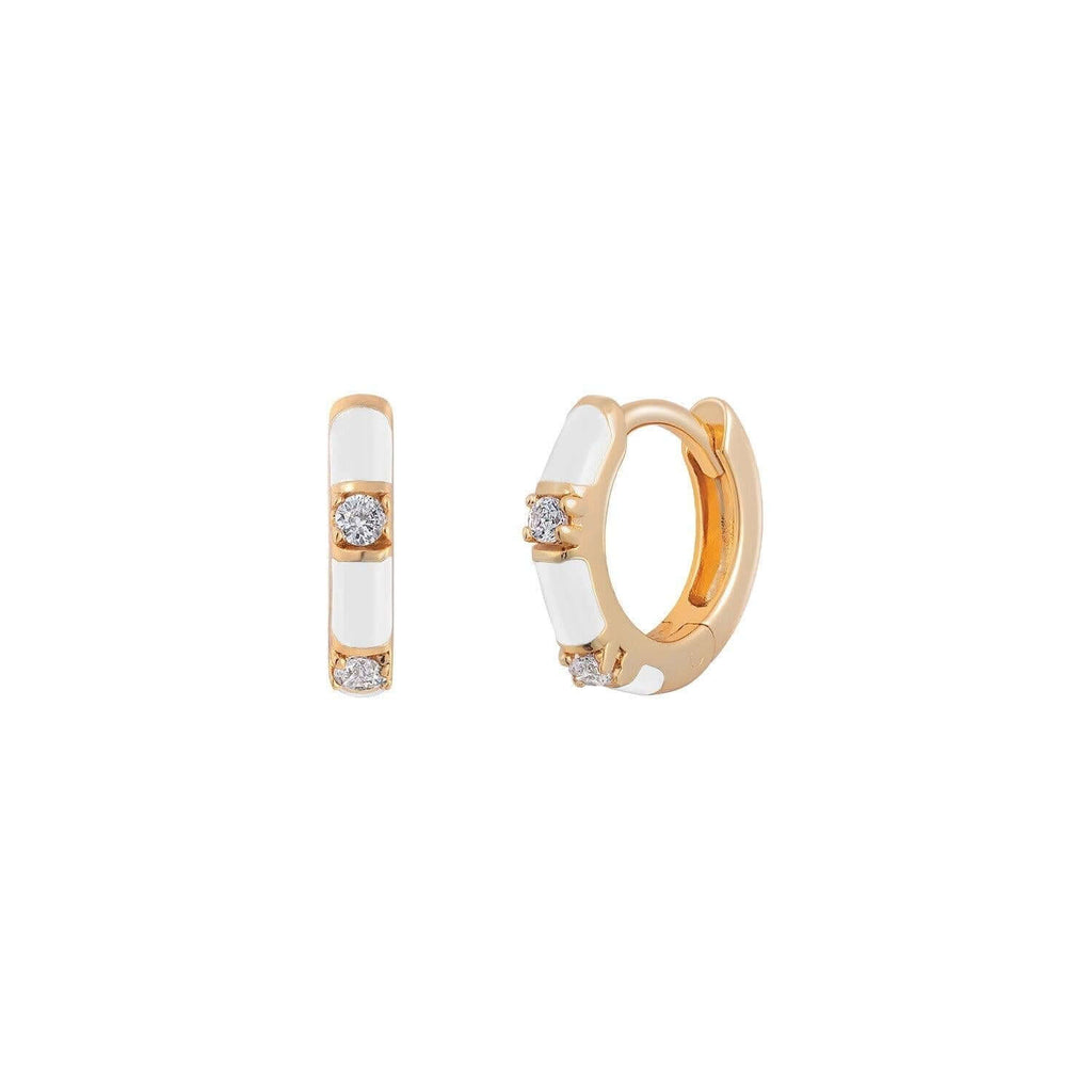 Pearl White CZ Huggie Hoop - Trendolla Jewelry