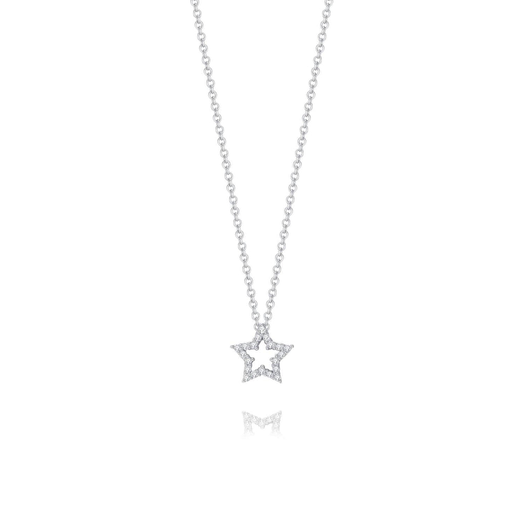 Star Necklace Cubic Zirconia Diamond 18ct White Gold Plated Vermeil on Sterling Silver of Trendolla - Trendolla Jewelry